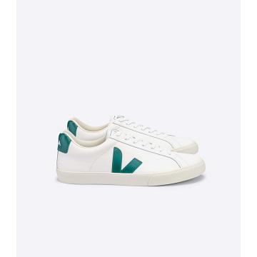 White/Green Men's Veja ESPLAR LEATHER Sneakers | AU 305ZUT